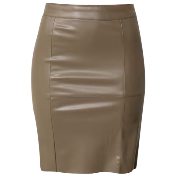 NWOT Vero Moda Women’s Faux Leather Pencil Skirt in‎ Taupe Body-con - Picture 1 of 7